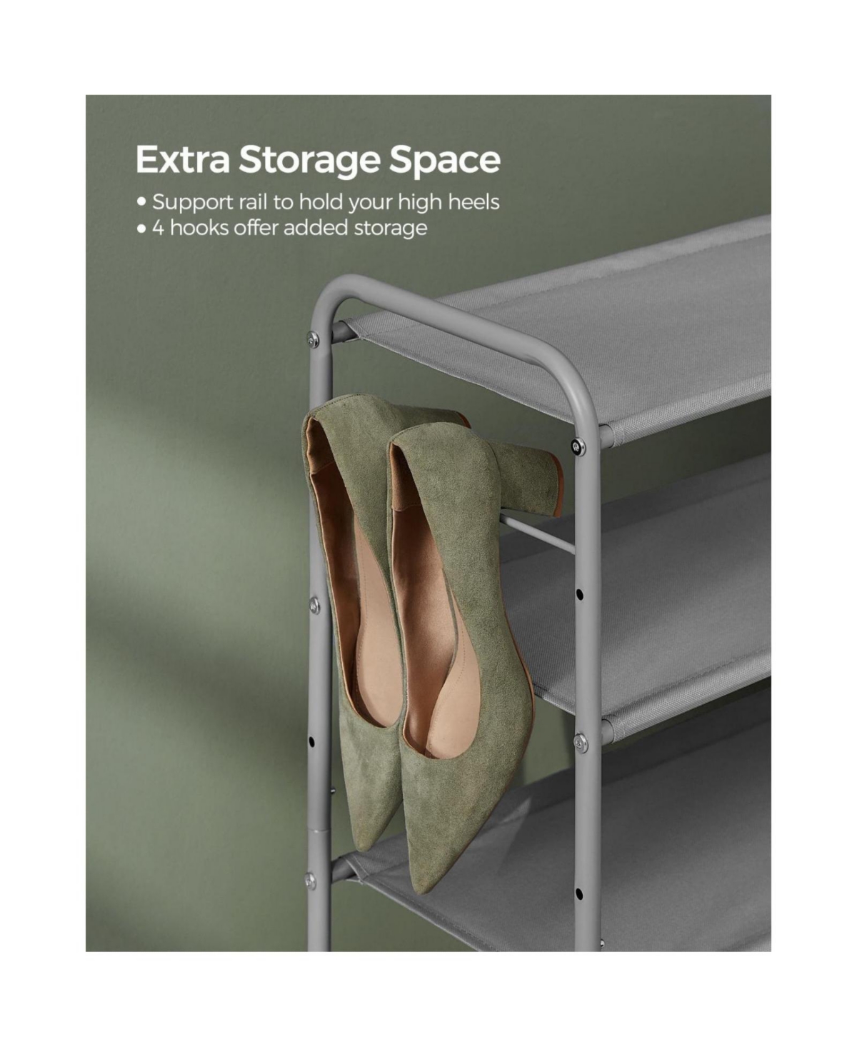 Slickblue Multi Tier Shoe Rack, Shoe Organizer, Fabric Shoe Shelf Storage, Height-Adjustable Shoe Rack, 2 Tier