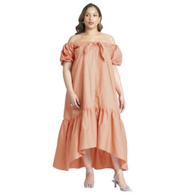 ELOQUII Plus Size Off The Shoulder Relaxed Maxi Dress - Macy's