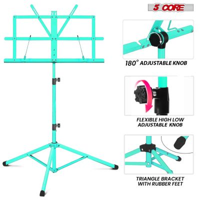 Music Stand Adjustable 57" Desktop Book Stands Sheet Holder All Metal Portable Bookstand