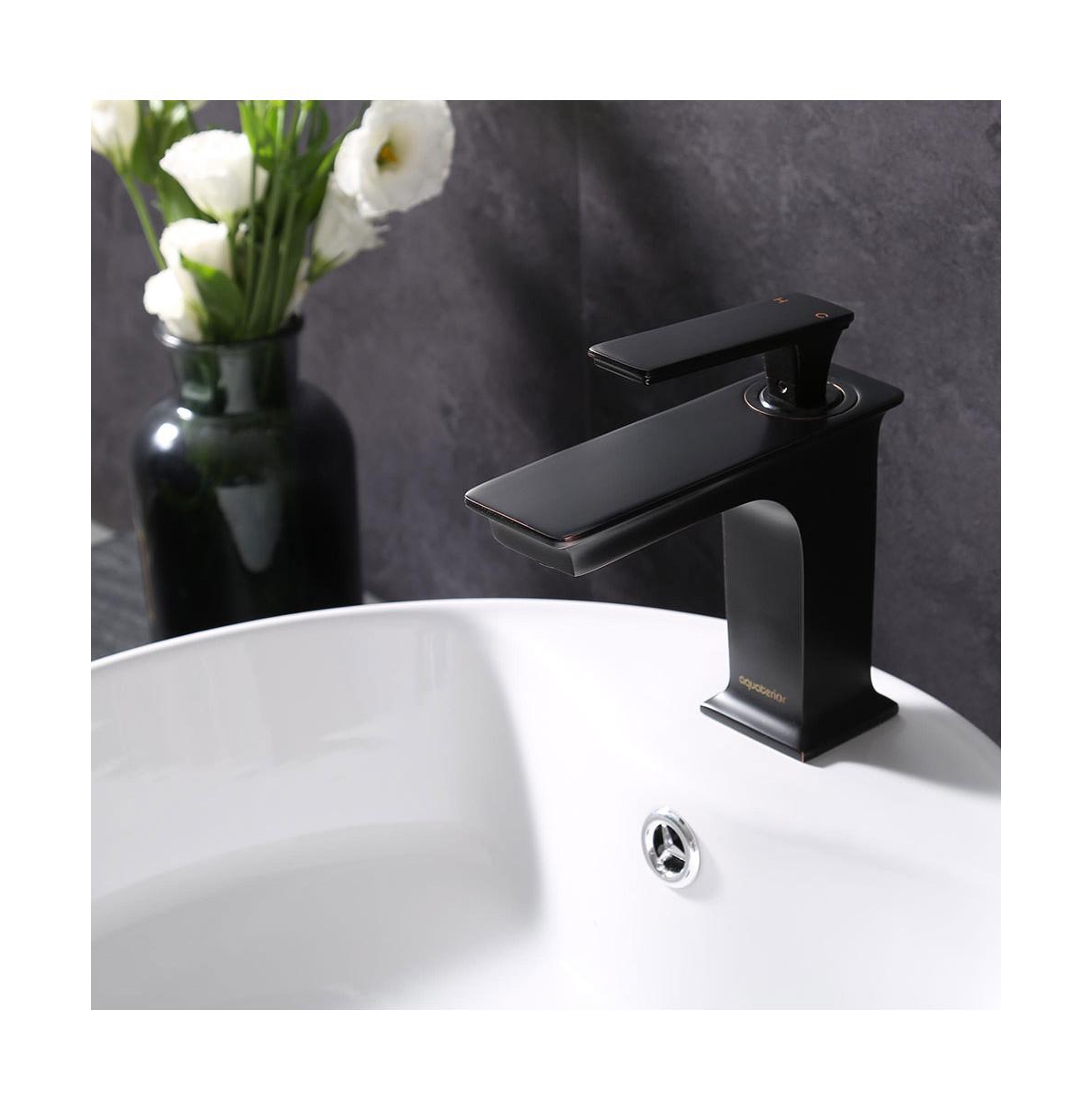 Simple 1 Hole Bathroom Square Faucet Undermount Sink Cold & Hot Water Orb Diy - Oil rubbed bronze