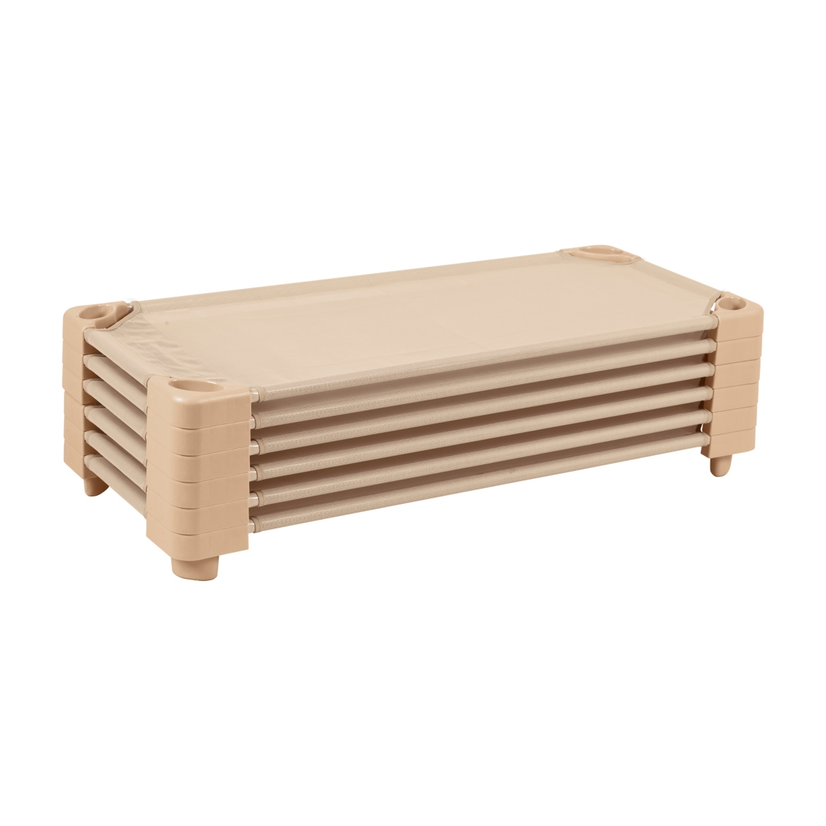 ECR4Kids Girls Stackable Kiddie Cot, Ready-to-Assemble, Standard Size, Yellow, 6-Pack - Sand