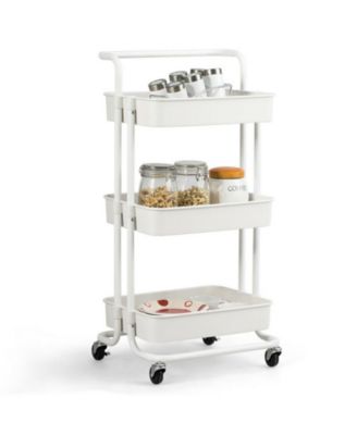 3-Tier Utility Cart Storage Rolling Cart with Casters