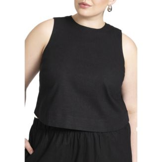 Umgee Full Size Scoop Neck Cropped Tank Plus Size