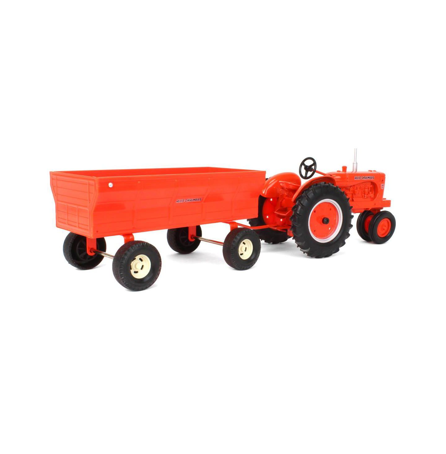 Детские игрушки ERTL 1/16 Scale Allis Chalmers WD-45 Die-Cast Steerable Front Wheel Tractor and Flare Box Wagon, 2-Piece Set — фото 2