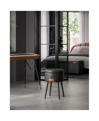 Storage Ottoman Vanity Stool with Steel Legs