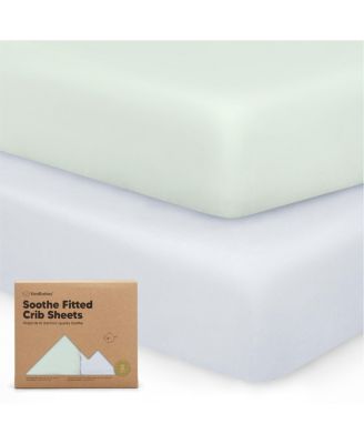 2pk Soothe Fitted Crib Sheets Neutral, Baby Crib Sheets, Fits Standard Nursery Baby Mattress