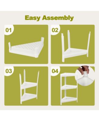 2 Pack 3-Tier Detachable Floor Corner Shower Shelf with Drainage Holes