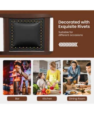 25.5 Inch Upholstered Bar Stools Set of 2 with Curved Backrest and Footrest