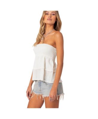 Women's Harleigh Ruffled Linen Look Tube Top