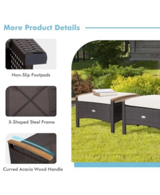 Set of 2 Fade-Resistant Wicker Patio Ottoman