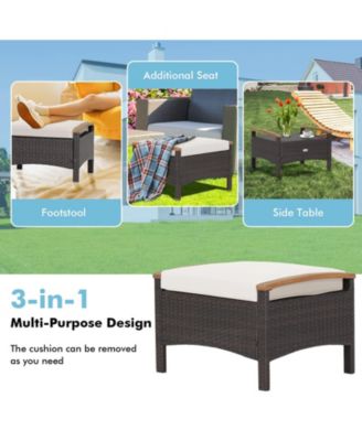 Set of 2 Fade-Resistant Wicker Patio Ottoman