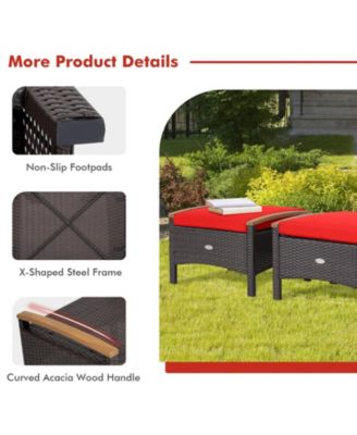 Set of 2 Fade-Resistant Wicker Patio Ottoman