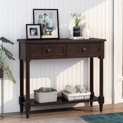 Daisy Series Console Table Traditional Design With Two Drawers And Bottom Shelf