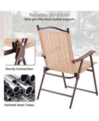 Set of 2 Patio Folding Sling Back Camping Deck Chairs