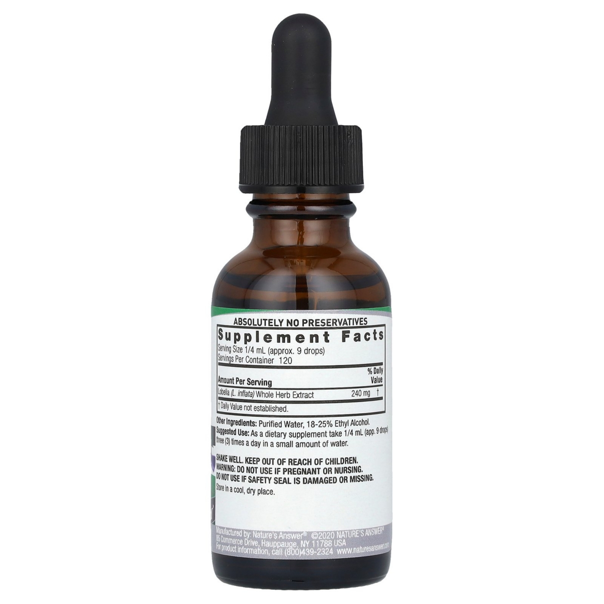 Nature's Answer Lobelia Extract 690 mcg - 1 fl (30 ml) - Assorted Pre-pack (See Table 9