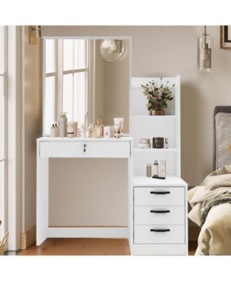 White Vanity Table Set Makeup Dressing Table