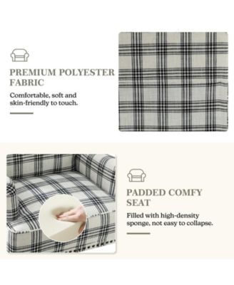 Ruarc Farmhouse Upholstered Armchair - Plaid Design Accent Chair