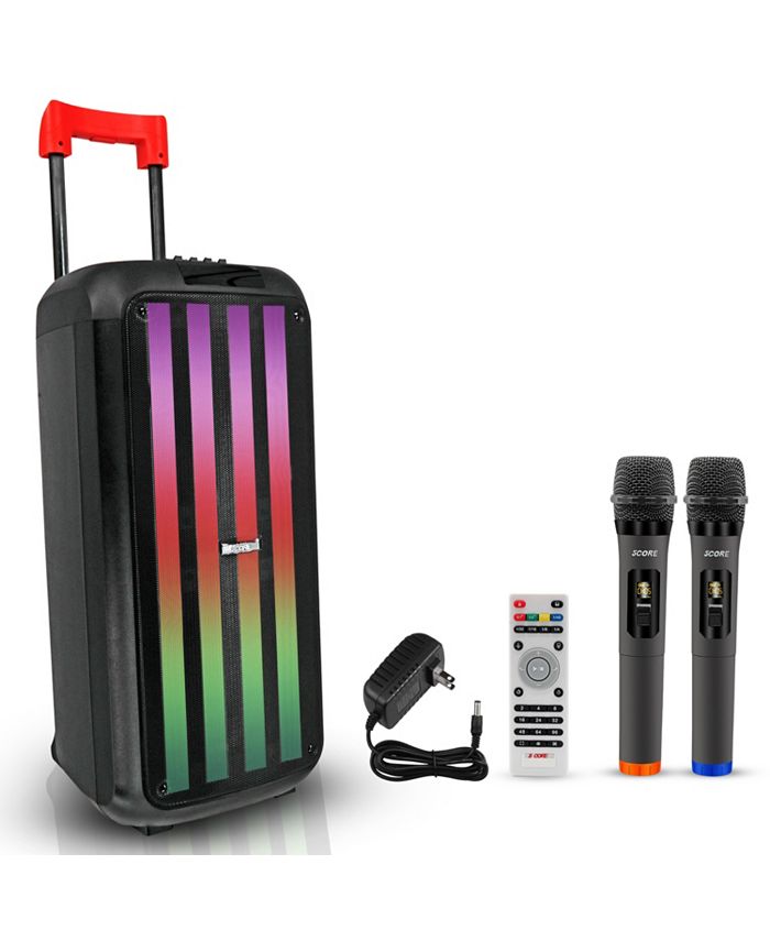 Karaoke Machine With Two Wireless Microphones, Powerful Portable Bluetooth Speaker For Adults & Kids, PA System With 3 Voice Mode, LED Lights, Supports BTTWSAUXUSBTF For Party
