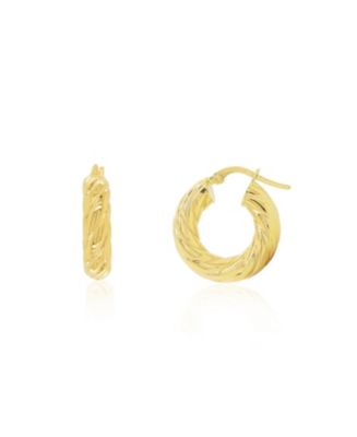 Fine 14K Mini Croissant Hoop fashion Earrings