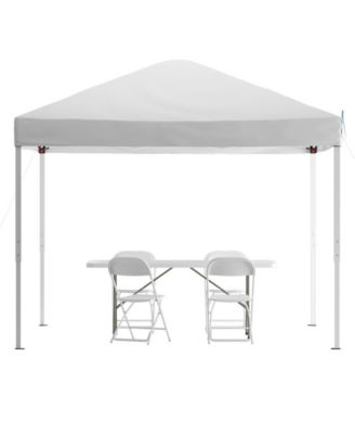 Outdoor Event/Tailgate Set With Pop Up Event Canopy With Carry Bag, Bi-Fold Table And 4 Folding Chairs