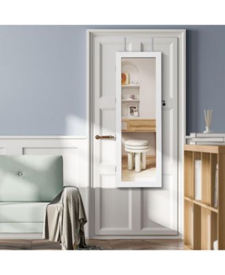 Lockable Wall Mount Mirrored Jewelry Cabinet with LED Lights