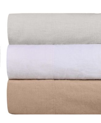 Cotton Linen Blend Deep Pocket 4-Piece Bed Sheet Set, Queen