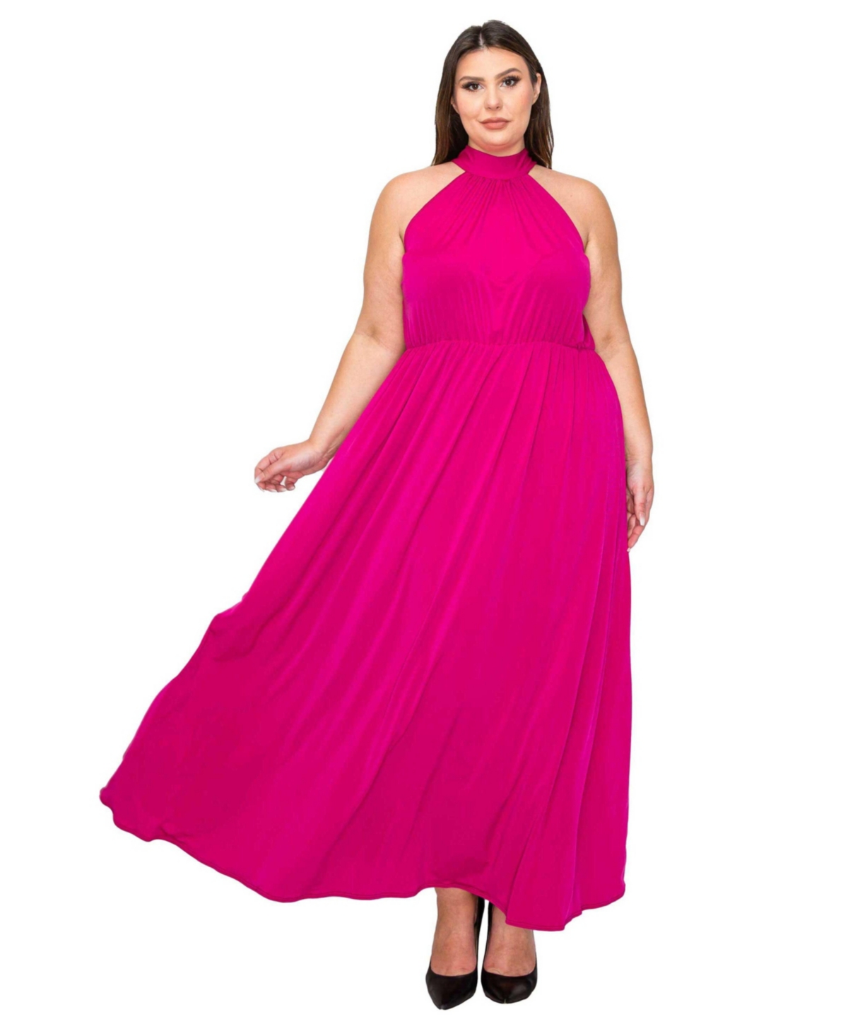 Plus Size Alexis Halter Neck Maxi Dress - Purple