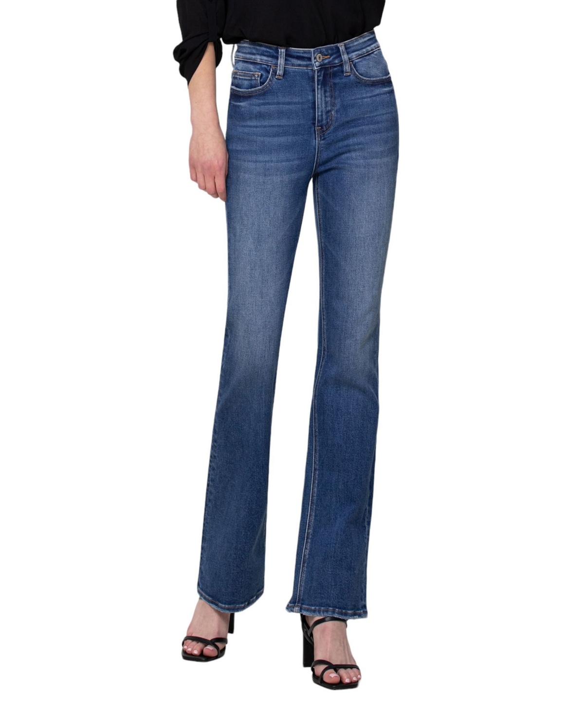 Women's High Rise Stretch Slim Bootcut Jeans - Walking on sunshine blue