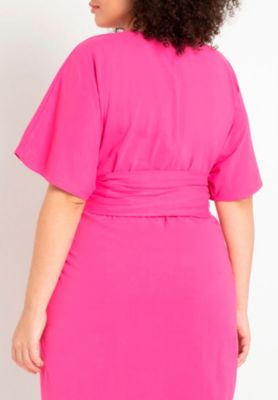 Women's Plus Size Cross Front Flutter Sleeve Dress