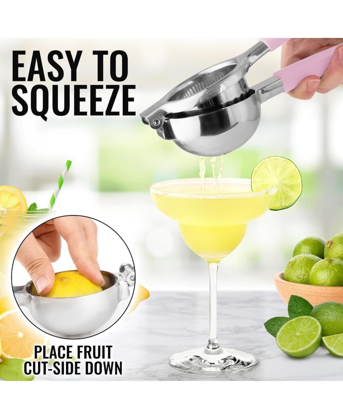 Zulay Kitchen Lemon Squeezer Stainless Steel with Premium Heavy Duty Solid Metal Squeezer Bowl
