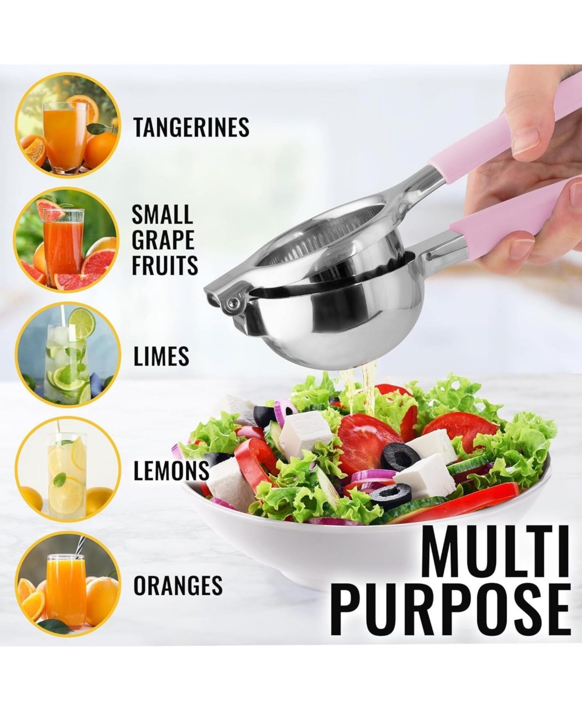 Zulay Kitchen Lemon Squeezer Stainless Steel with Premium Heavy Duty Solid Metal Squeezer Bowl