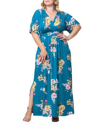 Plus Size Vienna Kimono Sleeve Long Maxi Dress