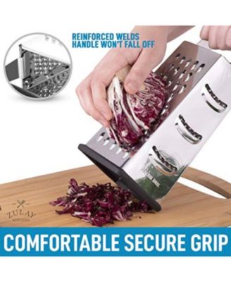4-Sided Cheese Grater - Easy Grip Handle & Anti-Skid Base Stainless Steel Grater