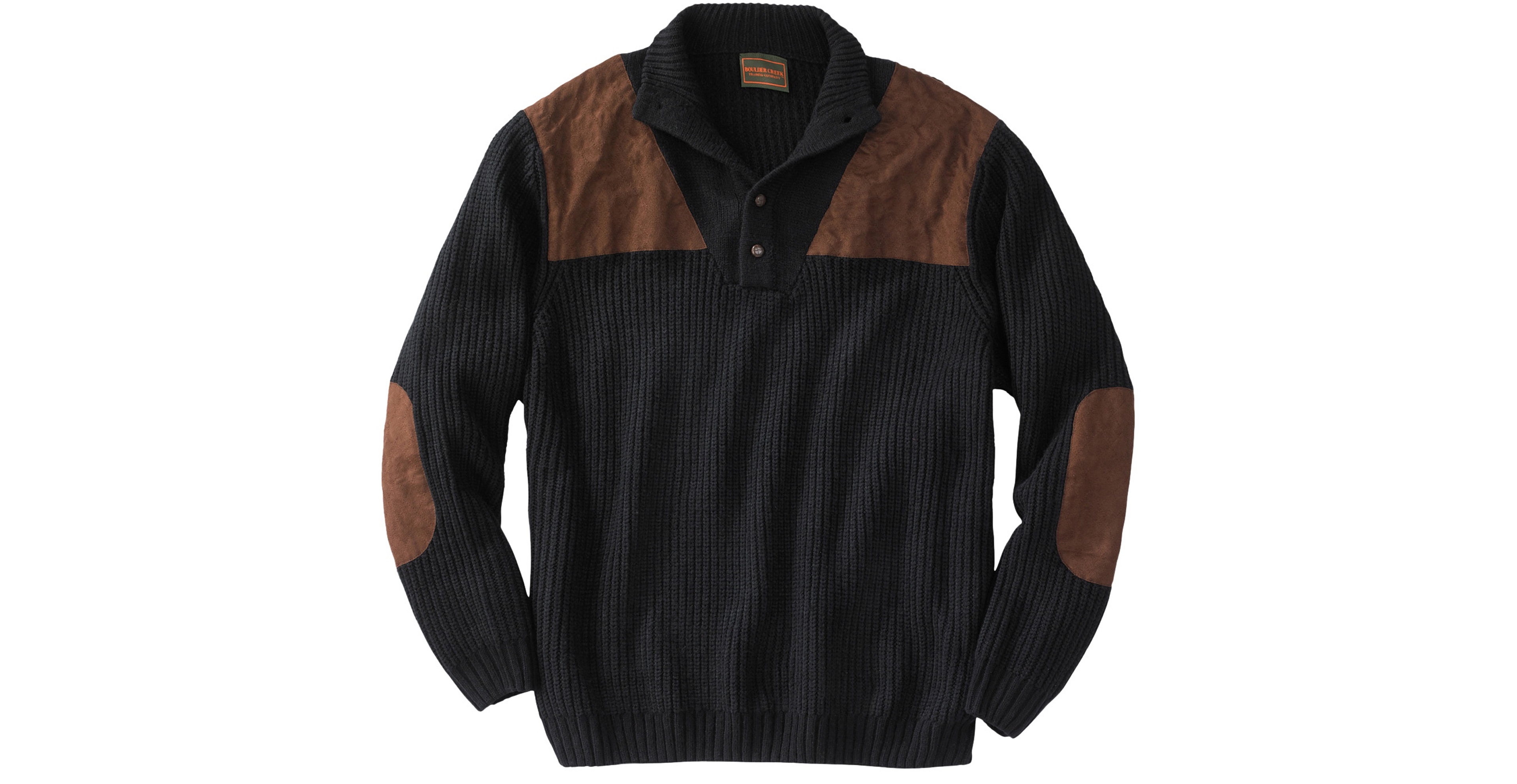 Boulder Creek Men's by KingSize Patch Sweater With Mock Neck