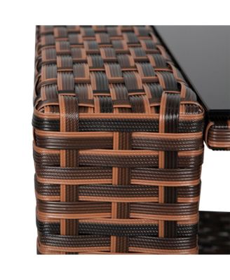 4 Piece Outdoor Wicker Rattan Conversation Sofa set with Coffee table