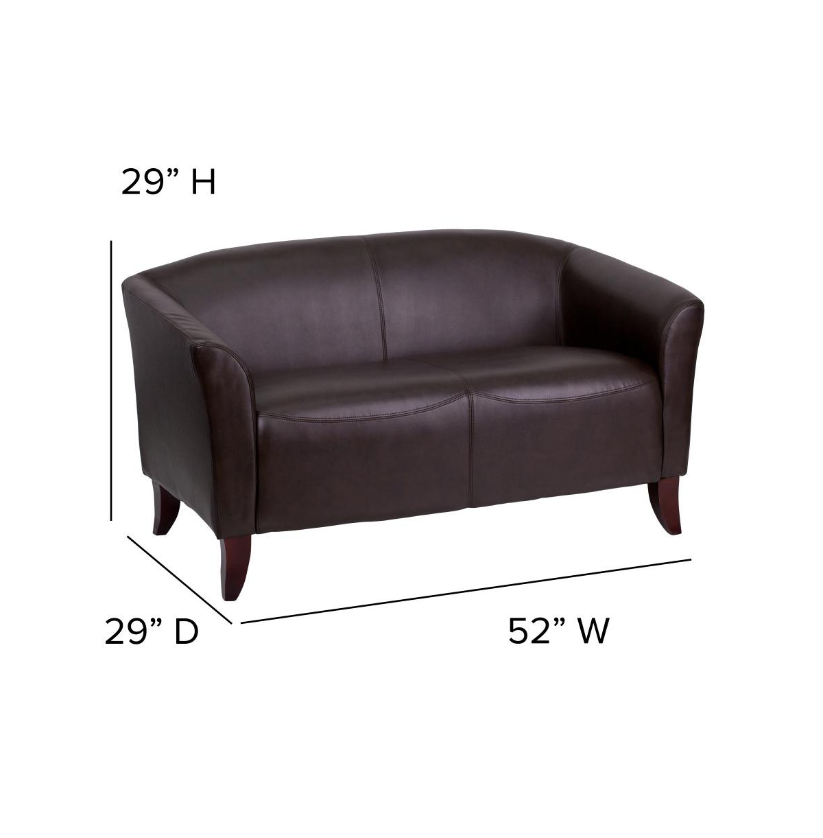 Emma+Oliver Leathersoft Reception/Living Room Loveseat With Cherry Wood Feet