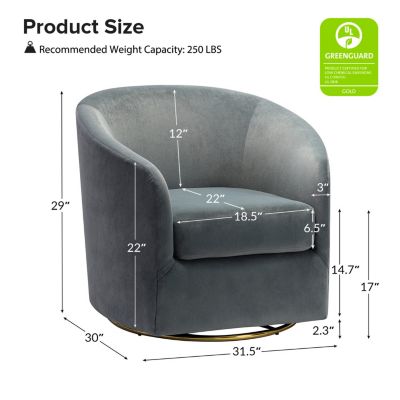 Swivel Accent Chair with Gold Metal Base for Living Room Nursery