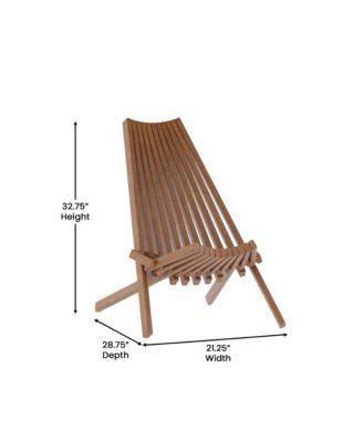 Dubois Indoor/Outdoor Solid Acacia Wood Low Profile Lounge Folding Chair For Use With Backyard, Patio, Sunroom, Porch, Garden