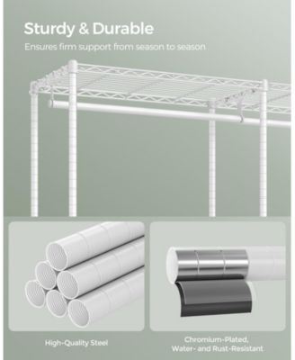 Metal Clothing Racks, Heavy-Duty Garment Rack with Adjustable Wire Shelves, Hanging Rods, Hooks