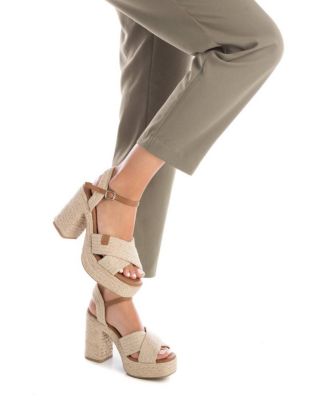 Women's Heeled Jute Platform Sandals By XTI