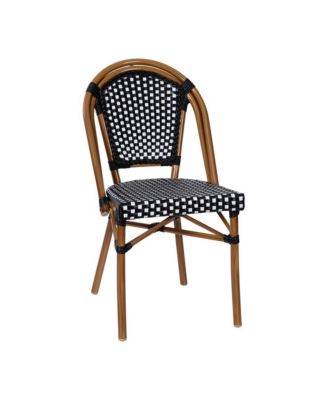 Sacha Bistro Style Table With Glass Top, Pe Rattan, 2 Stack Chairs, And Bamboo Finished Metal Frame For Indoor/Outdoor Use