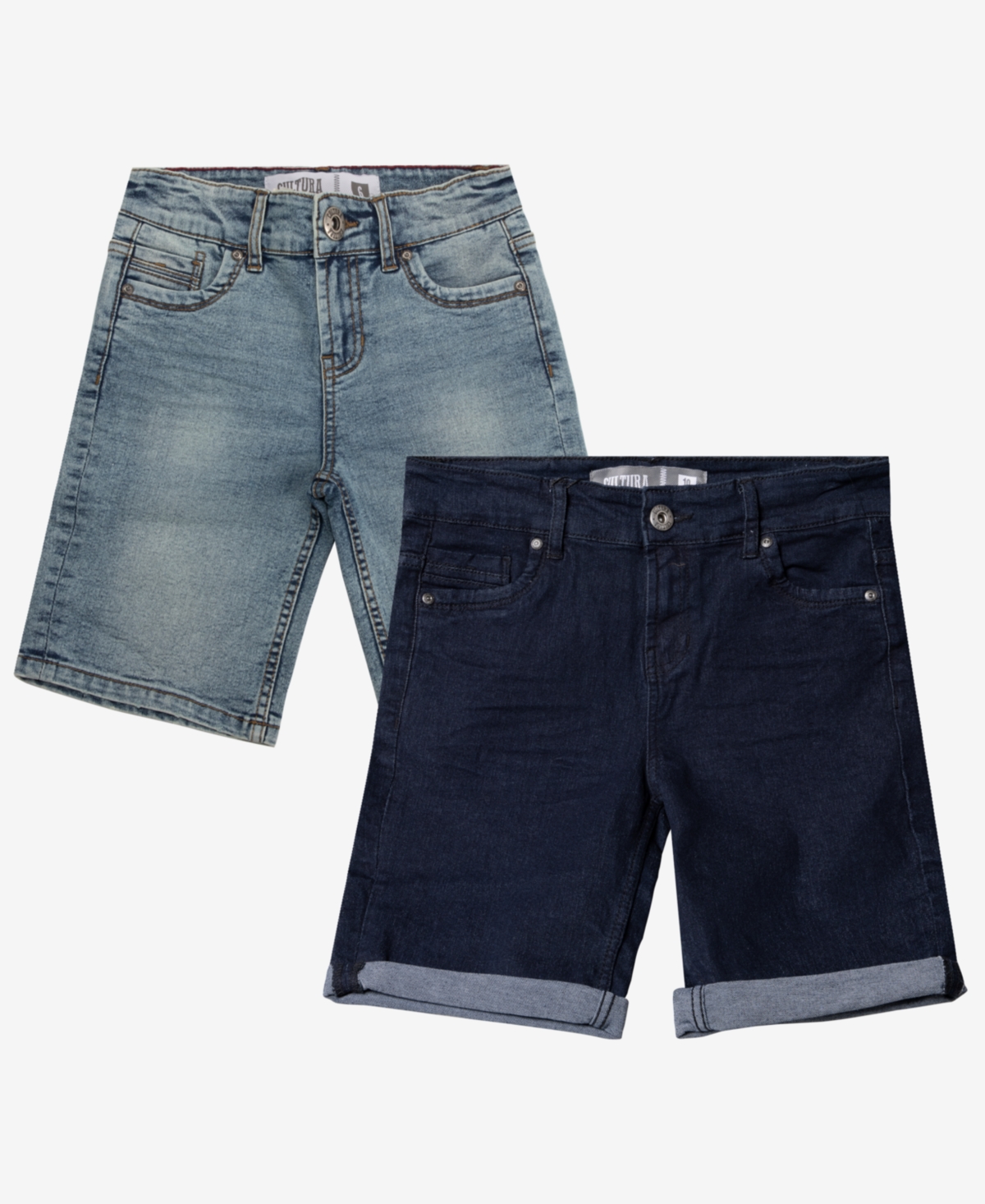 Cultura Little Boys Roll-Up Denim Shorts 2-Pack -light blue