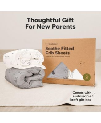 2pk Soothe Fitted Crib Sheets Neutral, Baby Crib Sheets, Fits Standard Nursery Baby Mattress