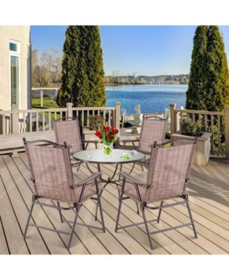 Set of 2 Patio Folding Sling Back Camping Deck Chairs