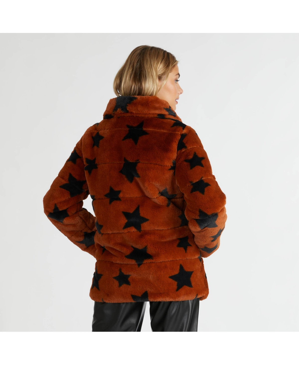 Nvlt Women's Star Print Faux Fur Polyfill Puffer