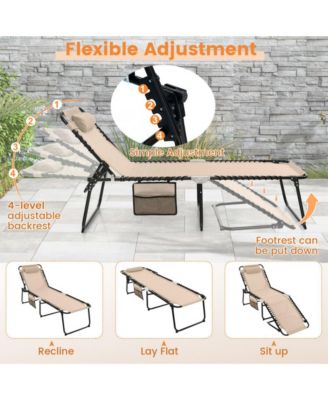 SUGIFT Foldable Recline Lounge Chair with Adjustable Backrest and Footrest