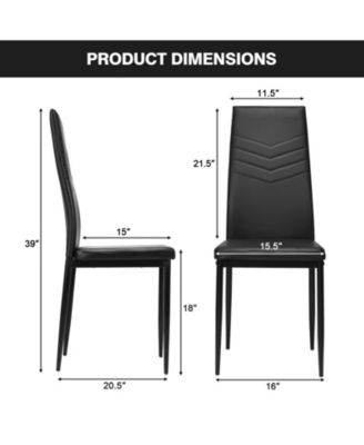 Set of 4 High Back Dining Chairs with PVC Leather and Non-Slip Feet Pads