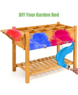 Elevated Planter Box Kit with 8 Grids and Folding Tabletop