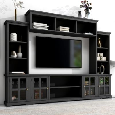 Minimalist TV Stand with Glass Door, for TVs up to 70"