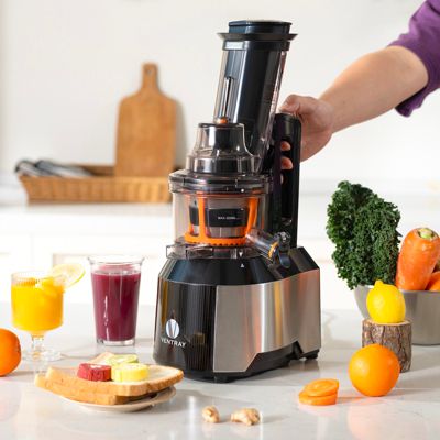 Big Feeding Mouth Masticating Juicer, Large Chute Juice Extractor for Fruit & Vegetable, Black